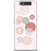 Samsung Galaxy A80 Kılıf HD Baskılı Kılıf - Pembe Daireler + Tam Ekran Koruyucu