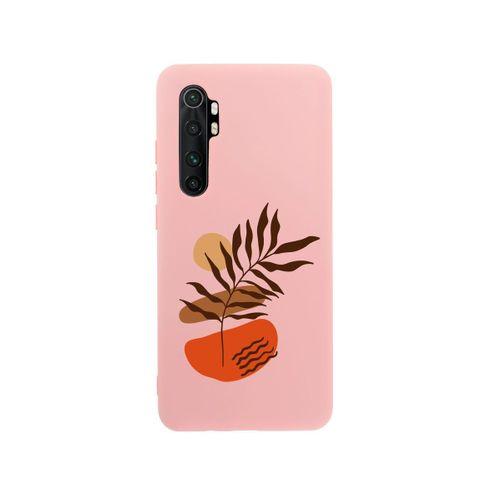 Xiaomi Note 10 Lite Floral Art Premium Silikonlu Pembe Telefon Kılıfı