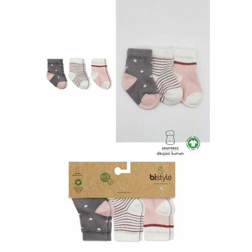 3'lü Penye Kız Soket Çorap Bs10112 Gri