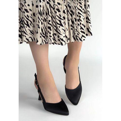 Minde Siyah Saten Topuklu Ayakkabı