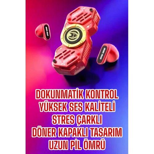 Kırmızı Kablosuz Bluetooth Kulaklık Stres Çarklı  Kulaklığı