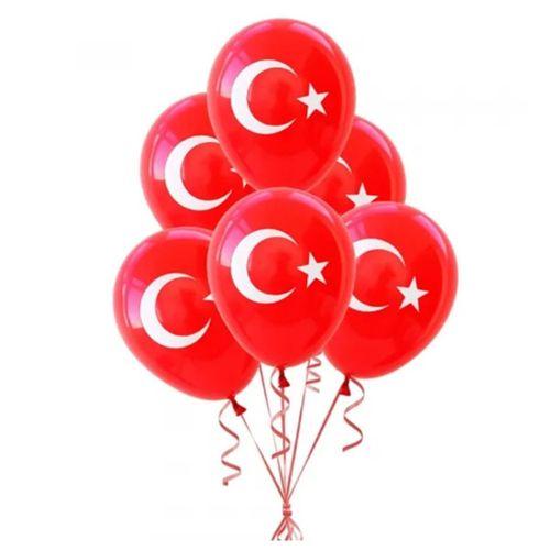 Gemar Ay Yıldız Balon Bayrak Desenli Kırmızı 21Cm 100Lü