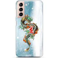Samsung Galaxy S21 Kılıf Dragons (29) Arka Koruma Kılıfı Tatoo Mavi Ejderha