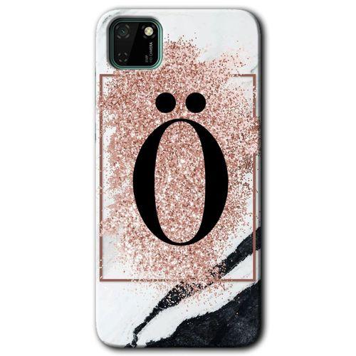 Huawei Y5P Kılıf HD Desen Baskılı Arka Kapak - Pembe Mermer Desenli Ö Harfi + Kırılmaz Cam