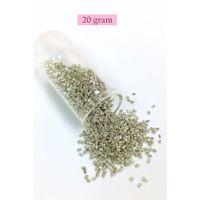 Kesme Cam Boncuk 2mm - 20 Gram - Parlak Gümüş -BNC328