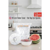 50'li Tabak Bonesi - 40 cm Esnek Streç Kapak Seti, Gıda Bonesi Koruma İçin