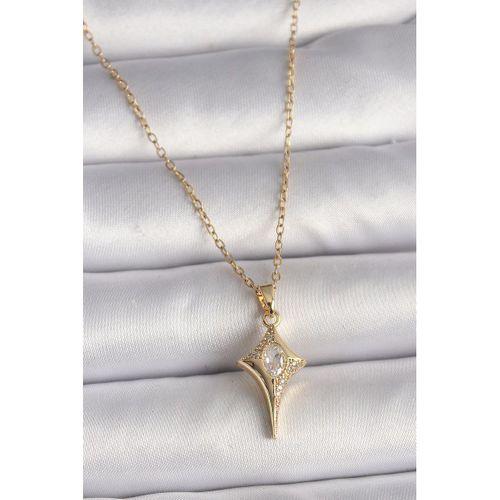 316L Çelik Gold Renk Zincir Zirkon Taşlı Kuzey Yıldızı Model Kadın Kolye - TJ-BKO9715