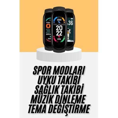 M6 Akıllı Bileklik Siyah Adımsayar Spor Takibi Android Ve İos Uyumlu