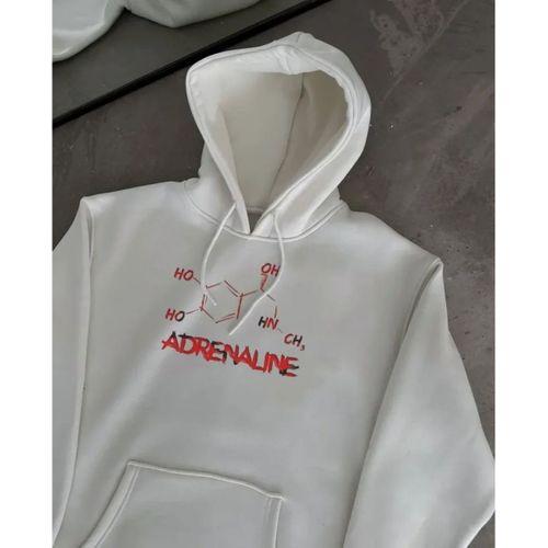 Kışlık Uzun Kol Kapüşonlu SweatShirt - Beyaz