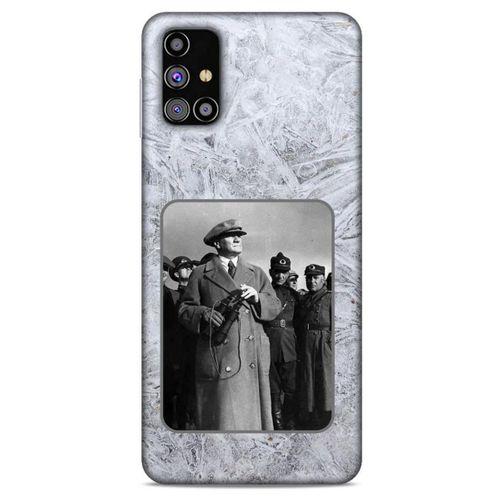 Samsung Galaxy M31s Kılıf Atatürk (33) Hybrid Kılıf Beyaz Tüyler