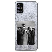 Samsung Galaxy M31s Kılıf Atatürk (33) Hybrid Kılıf Beyaz Tüyler
