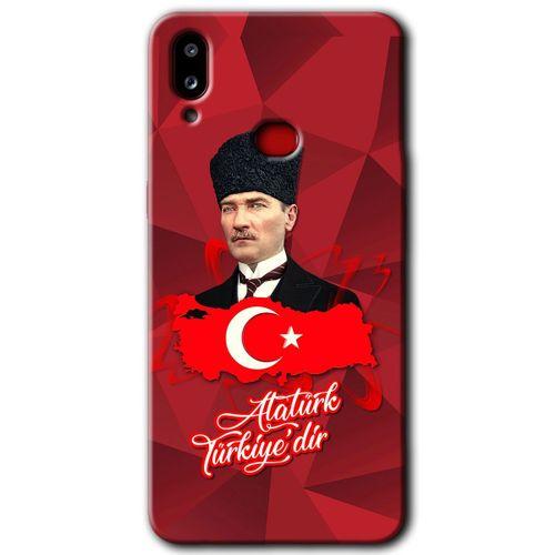 Samsung Galaxy A10s Kılıf Baskılı Kapak - Atatürkiye + 5D Tam Kaplayan Cam