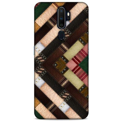 Oppo A5 2020 Kılıf Patchwork (7) Telefon Kılıfı Koyu Kahverengi