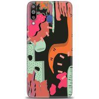 Samsung Galaxy M30 Kılıf HD Baskılı Kılıf - Turuncu Siyah + Tam Ekran Koruyucu