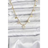 Pirinç Gold Renk Yonca Model Kadın Kolye