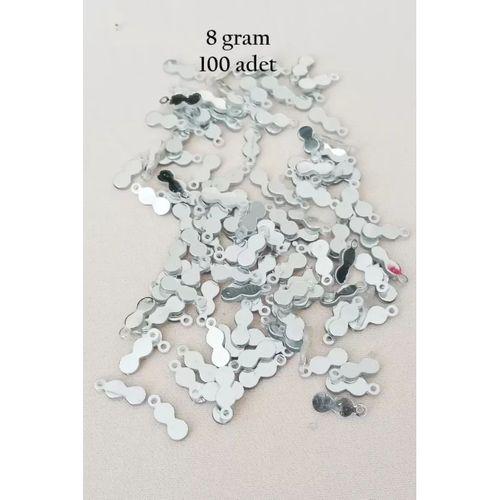 Oya Abiye Bileklik Kolye Pleksi Metalik Plastik Pul Gümüş Renk 8 gram 100 adet - BNC508