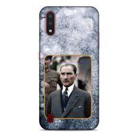 Samsung Galaxy A01 Kılıf Atatürk (32) Soft Silikon Kılıf Gri Buzul