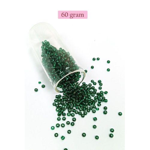 Dökme Cam Kum Boncuk (8/0) 3 mm - 60 Gram - Koyu Yeşil - BNC187