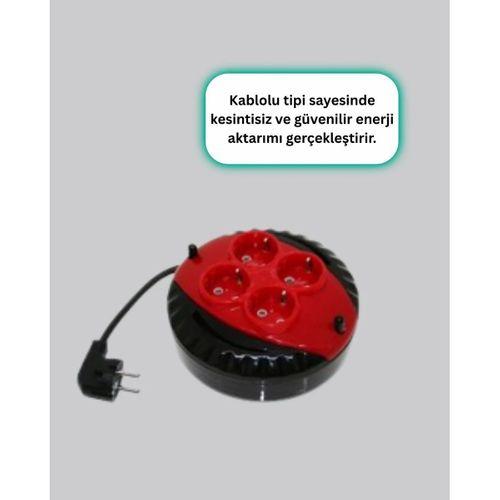 Ev Ve Ofis İçin 5 Metre Kablolu 4 Priz Makarası