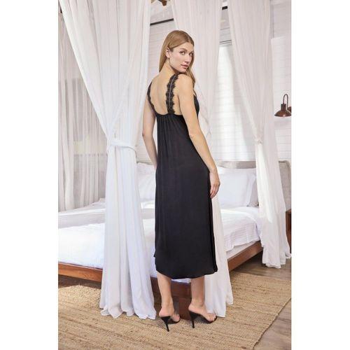 Göğüs Ve Sırt Dekolteli Dantelli Saten Gecelik