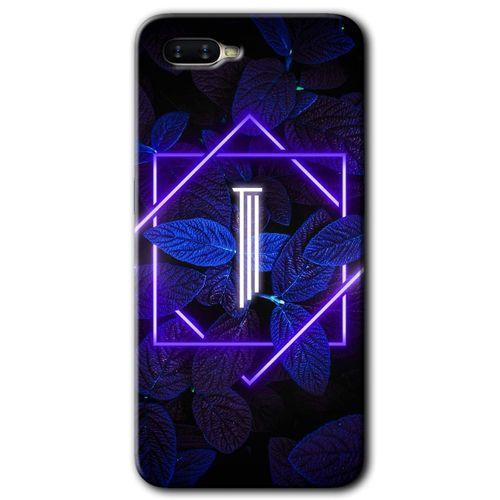 Potkal Hediye Fabrikası Oppo Rx 17 Neo Kılıf HD Desen Baskılı Arka Kapak - Dark Neon Yaprak I Harfi