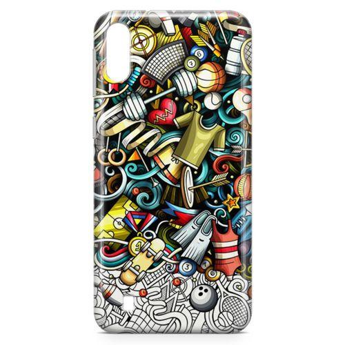 Samsung Galaxy M10 Kılıf Fitness Doodle Arka Kapak Koruma Desenli Full Koruyucu