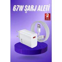 Beyaz Ultra Plus Hızlı Şarj Seti Şarj Adaptörü Ve Kablosu 67w