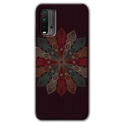 Xiaomi Redmi 9T Kılıf Baskılı Kapak - Mandala Flower Wal + 5D Tam Kaplayan Cam