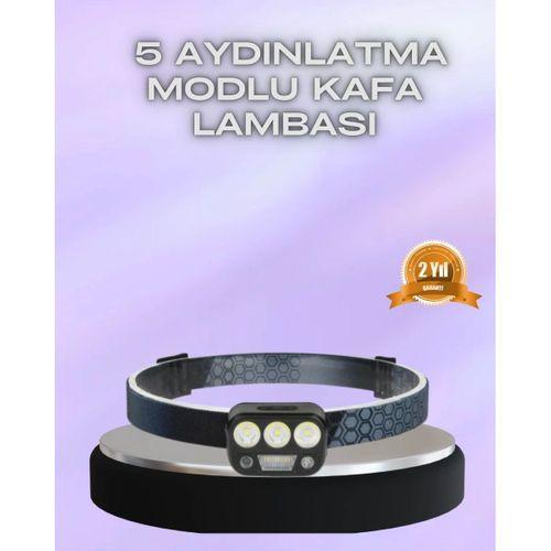 El Hareket Sensörlü Led Kafa Feneri 5 Mod Ayarlanabilir