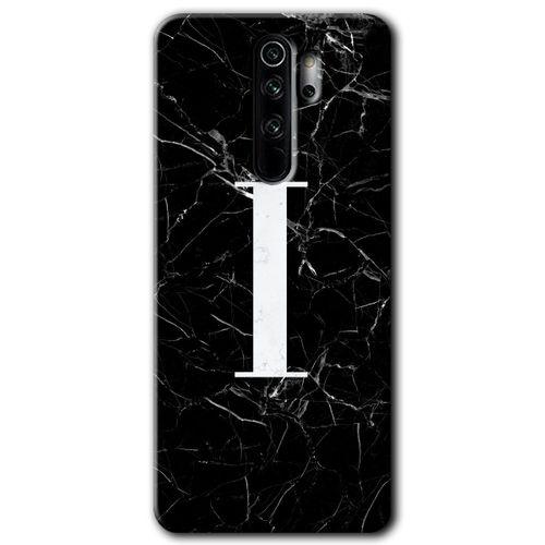 MRCİLETİSİM Xiaomi Redmi Note 8 Pro Kılıf Kapak - Siyah Mermer Desenli I Harfi +Hayalet Ekran Yandan Gözükmez