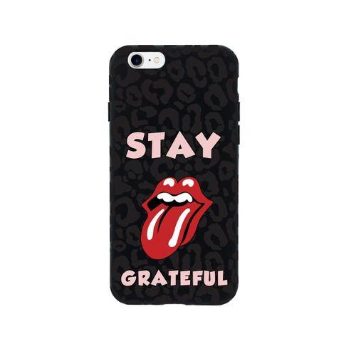 iPhone 8 Stay Grateful Premium Siyah Lansman Silikonlu Kılıf
