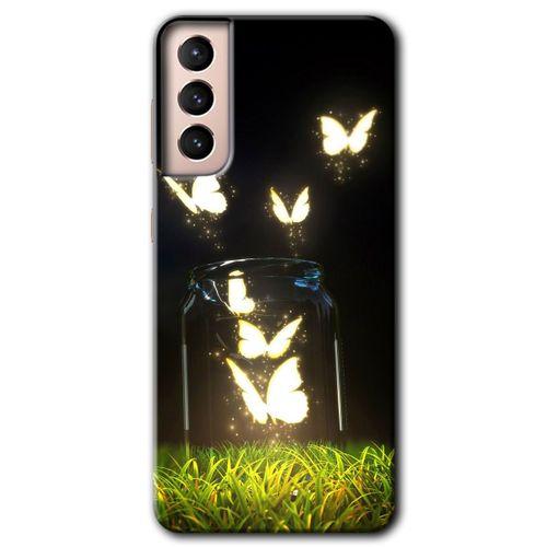 Galaxy S21 Plus Kılıf HD Desen Baskılı Arka Kapak - Işıklı Kelebekler + Kırılmaz Cam