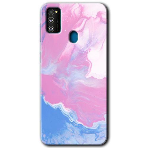 MRCİLETİSİM Samsung Galaxy M30s Kılıf Baskılı Kapak - Liquid Lekeler Art +Tam Kaplayan Mat Seramik