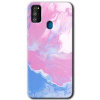 MRCİLETİSİM Samsung Galaxy M30s Kılıf Baskılı Kapak - Liquid Lekeler Art +Tam Kaplayan Mat Seramik