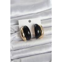 Damla Model Siyah Vintage Gold Renk Kadın Küpe - TJ-BKP11666