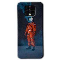 MRCİLETİSİM Tecno Camon 16 Kılıf HD Desen Baskılı Arka Kapak+Temperli Cam - Smoke Astronot