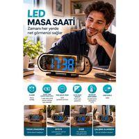 Modern Dijital Led Masa Saati Alarm Özellikli 12 24 Saat Seçenekli Sıcaklık Göstergeli Ekran