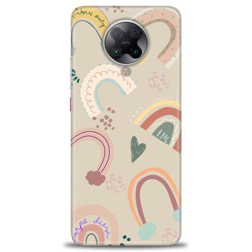 Xiaomi Redmi K30 Pro Kılıf HD Baskılı Kılıf - Kahve Gökkuşağı + Tam Ekran Koruyucu