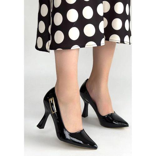 Cerin Siyah Rugan Topuklu Ayakkabı