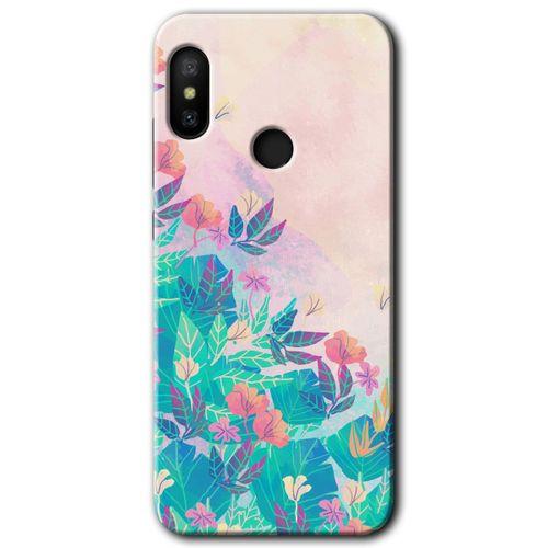 MRCİLETİSİM Xiaomi Mi Max 3 Kılıf HD Desen Baskılı Arka Kapak+Temperli Cam - Çizim Yapraklar