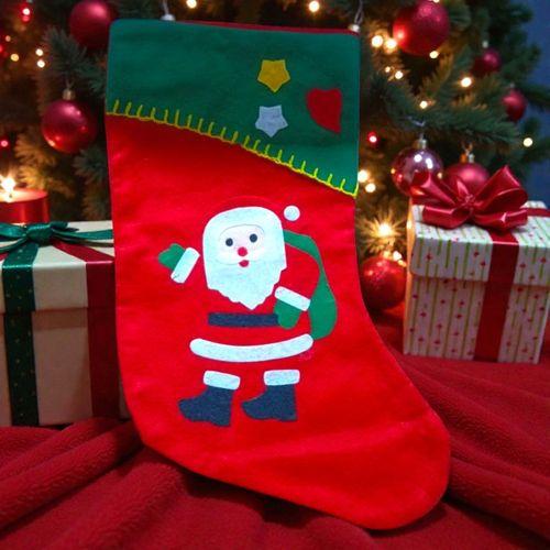 NOEL BABA ÇORABI KIRMIZI NOEL ÇORABI NOEL BABA FİGÜRLÜ ÇORAP YILBAŞI SÜSLERİ YILBAŞI DEKORLARI 44 CM