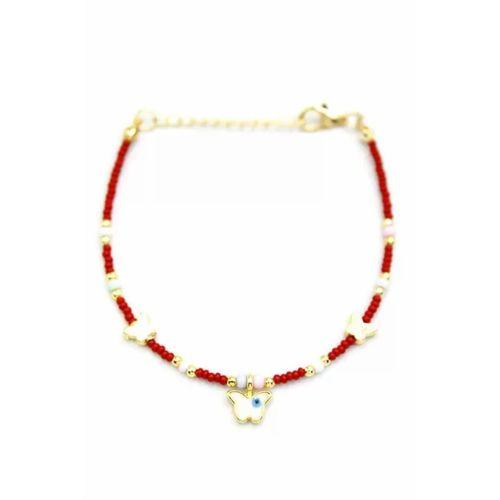 Kelebek Boncuk Bileklik - Bordo