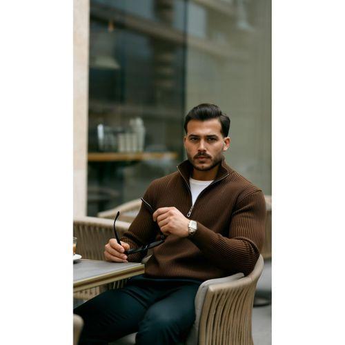 Erkek Balıkçı Zip Yaka Uzun Kollu Triko