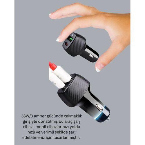 Power Delivery Destekli 38w Araç Tipi Hızlı Şarj Cihazı