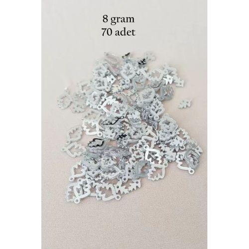 Oya Abiye Bileklik Kolye Pleksi Metalik Plastik Pul Gümüş Renk 8 gram 70 adet - BNC513