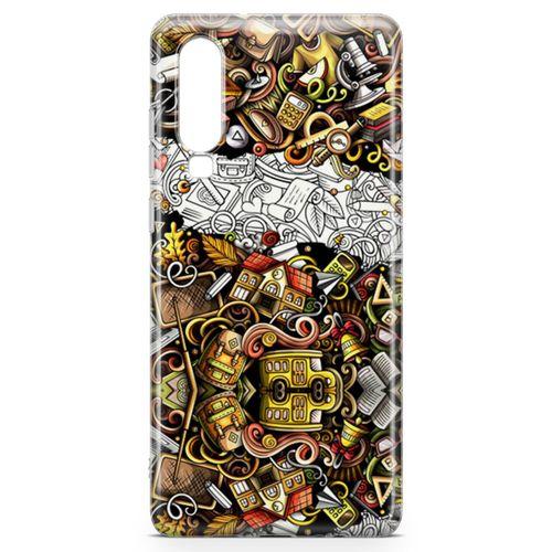 Huawei P30 Kılıf Okulum Doodle Arka Kapak Koruma Desenli Full Koruyucu
