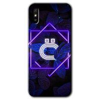 MRCİLETİSİM Xiaomi Redmi 9A Kılıf Kapak - Dark Neon Yaprak Ö Harfi +Hayalet Ekran Yandan Gözükmez