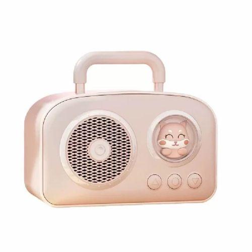Sevimli Tasarımlı Taşınabilir Radyolu Bluetooth Hoparlör Pembe