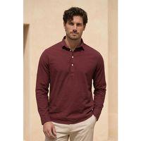 Yarım Pat Yakalı York Pamuk Kumaşlı Uzun Kollu Erkek Gömlek - Bordo