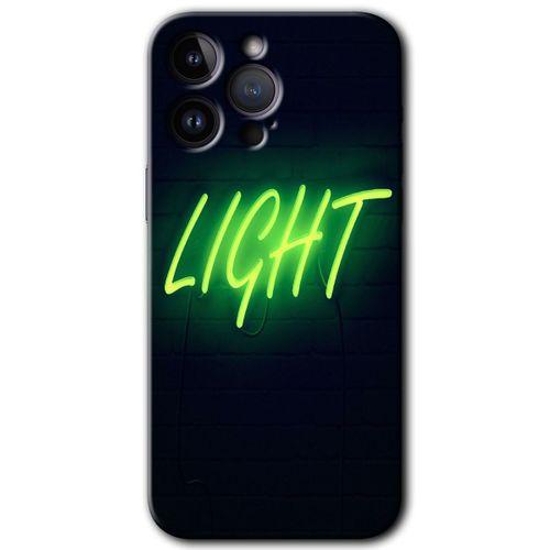 iPhone 14 Pro Max Kılıf HD Desen Baskılı Arka Kapak - Temperli Cam - Neon İnscription